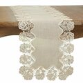 Saro 16 x 90 in. Lace Rose Border Oblong Table Runner, Natural 7082.N1690B